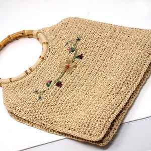 Gorgeous New Scala Gal Sisal Jute Woven, Crochet, Floral, Flowers Handbag, Tote